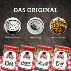 Block House Zaubergwürzsalz, Gewürzmischung für Fleisch, Fisch og Gemüse i Restaurantqualität, 280g Dose mit Streuaufsatz
