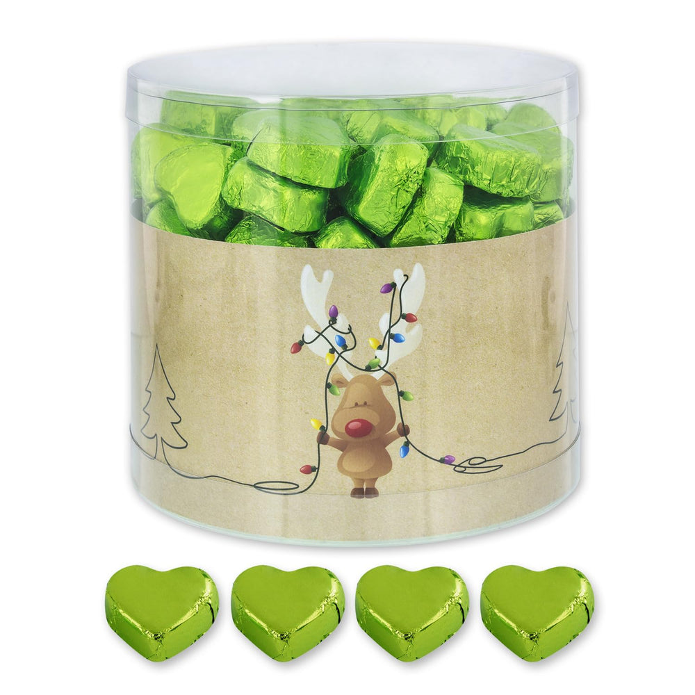 Günthart 150 stykker gyldne chokoladehjerter med nougatfyld, rensdyr | Rudolph den Røde - Nougatcreme | Gyldne chokoladehjerter | Konkurrence | Gyldne chokoladehjerter | jul (1,2 kg)