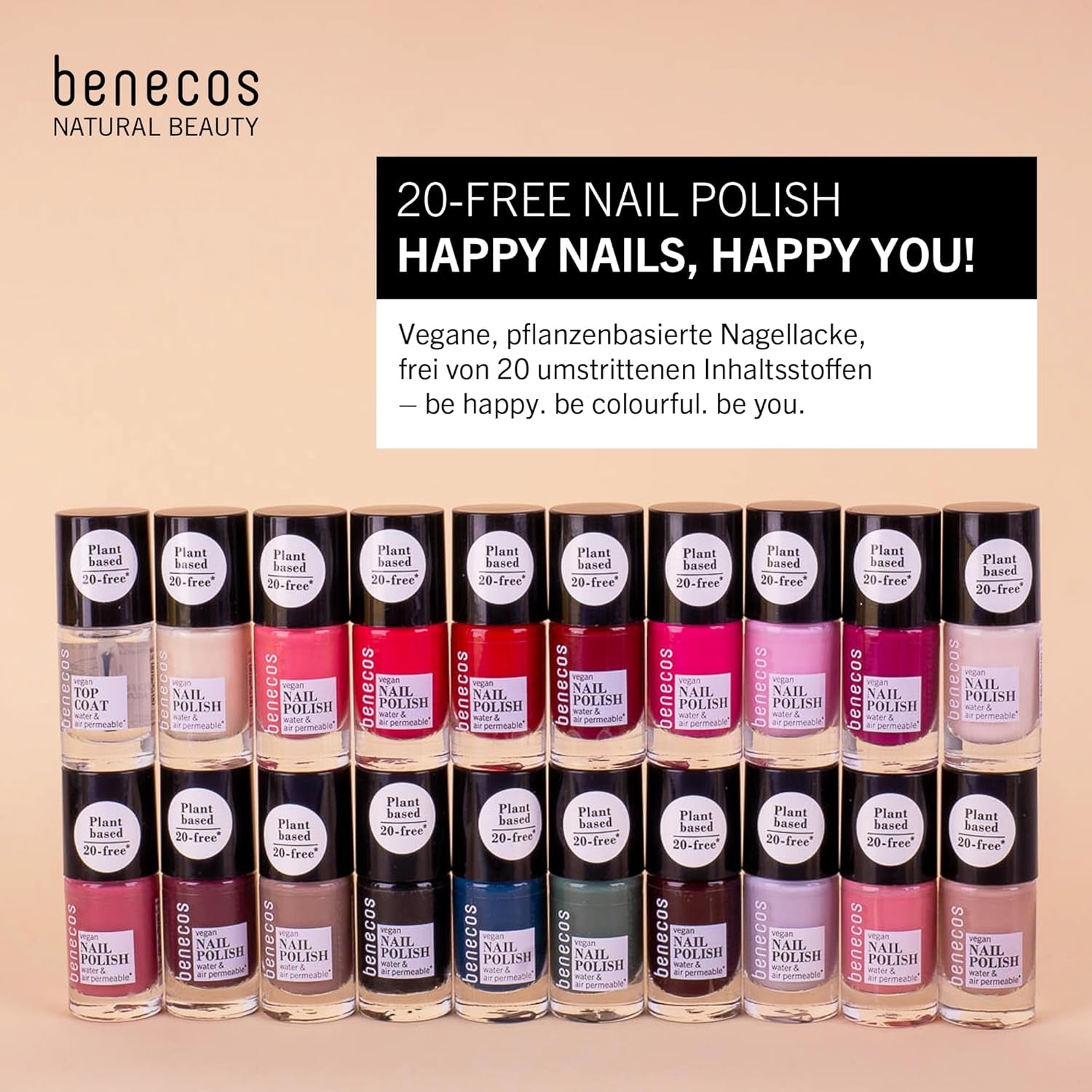Benecos 20-Free Vegan Nail Polish Bubble Gum - urte-neglelak - hurtigttørrende og langtidsholdbar - vandgennemtrængelig - beriget med biotin - 5ml