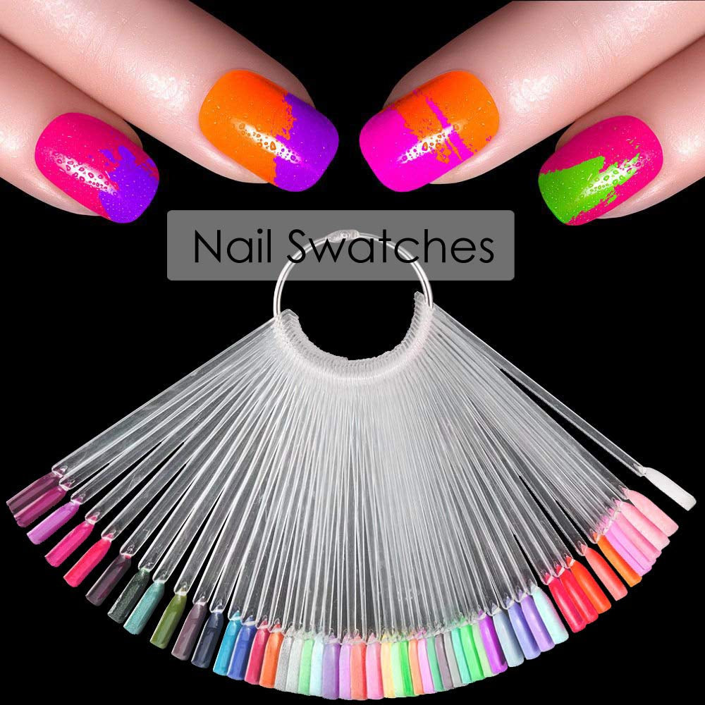 150 Stück Nail Art Tips Ring Stick,  Transparent Farbe Karte Platten Nagellack Display Ring Sticks, Nagel Salon Übungen Display Nail Tips