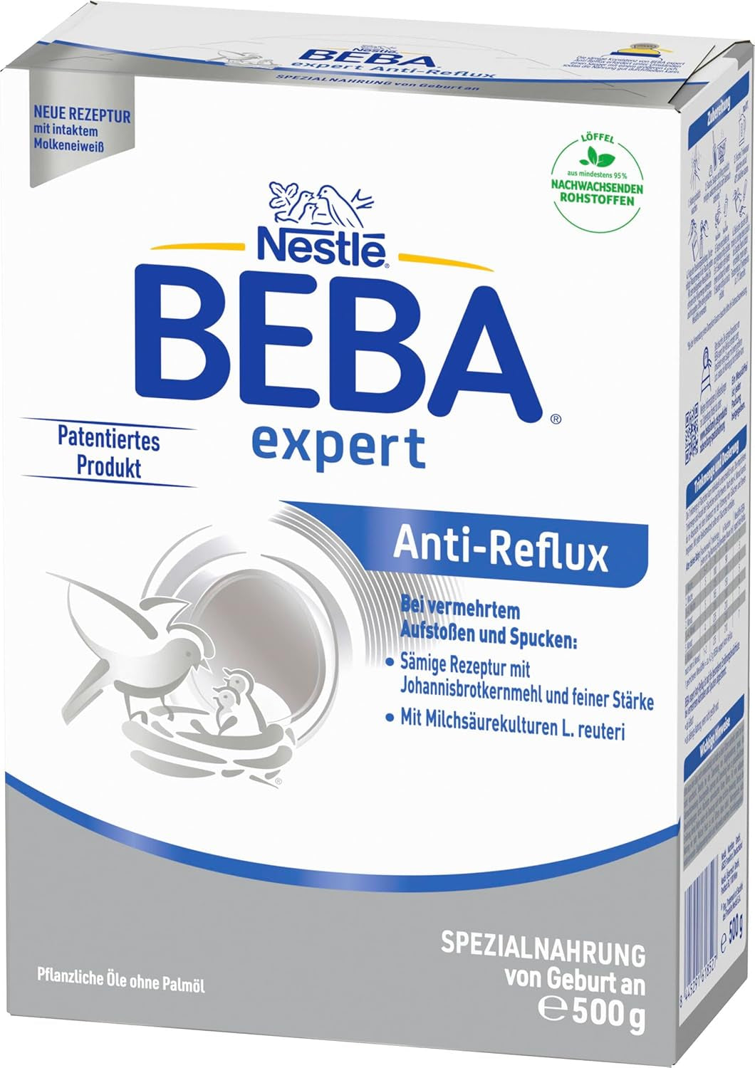 BEBA ekspert Anti-Reflux - AR Speciel formel fra fødslen, til øget bøvsen og opkastning, babymad, babymælkpulver, 1 pakke (1 x 500g)