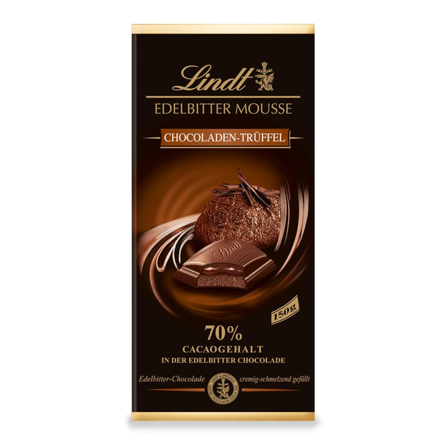 Lindt mørk chokolademousse med chili og kirsebær | Bar 150g | Med 70% kakaoindhold og mørk chokolademoussefyld og kirsebær chili | Chokoladebar | Mørk chokolade