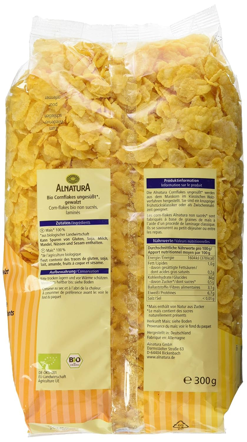Usødet økologiske cornflakes, 300g