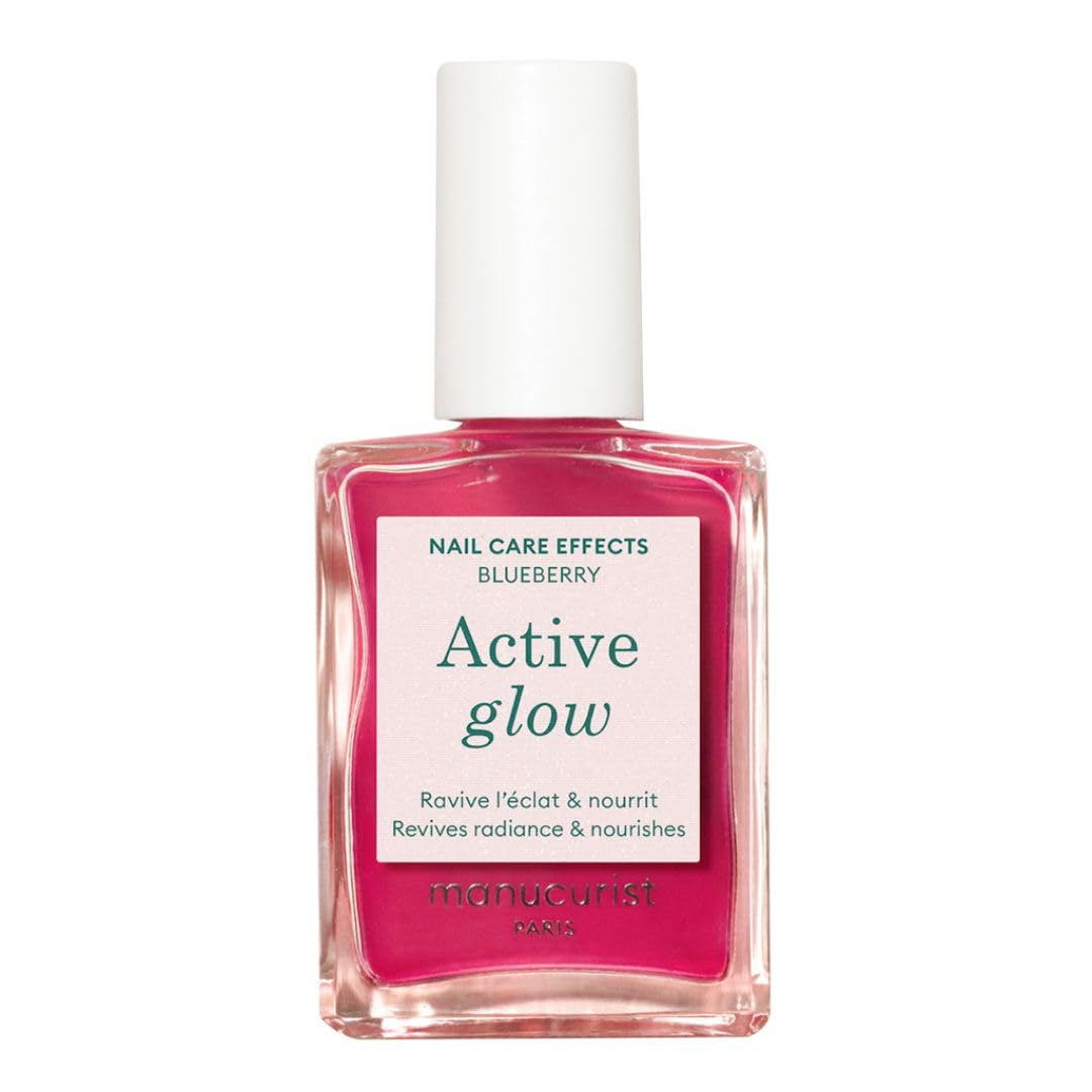 MANUCUIST Nail Care Repair Active Glow Raspberry (Pink) Bio-baseret: Sød mandel, hindbær, nærende og blank neglelak, Transparent Pink Effect - Nude neglelak