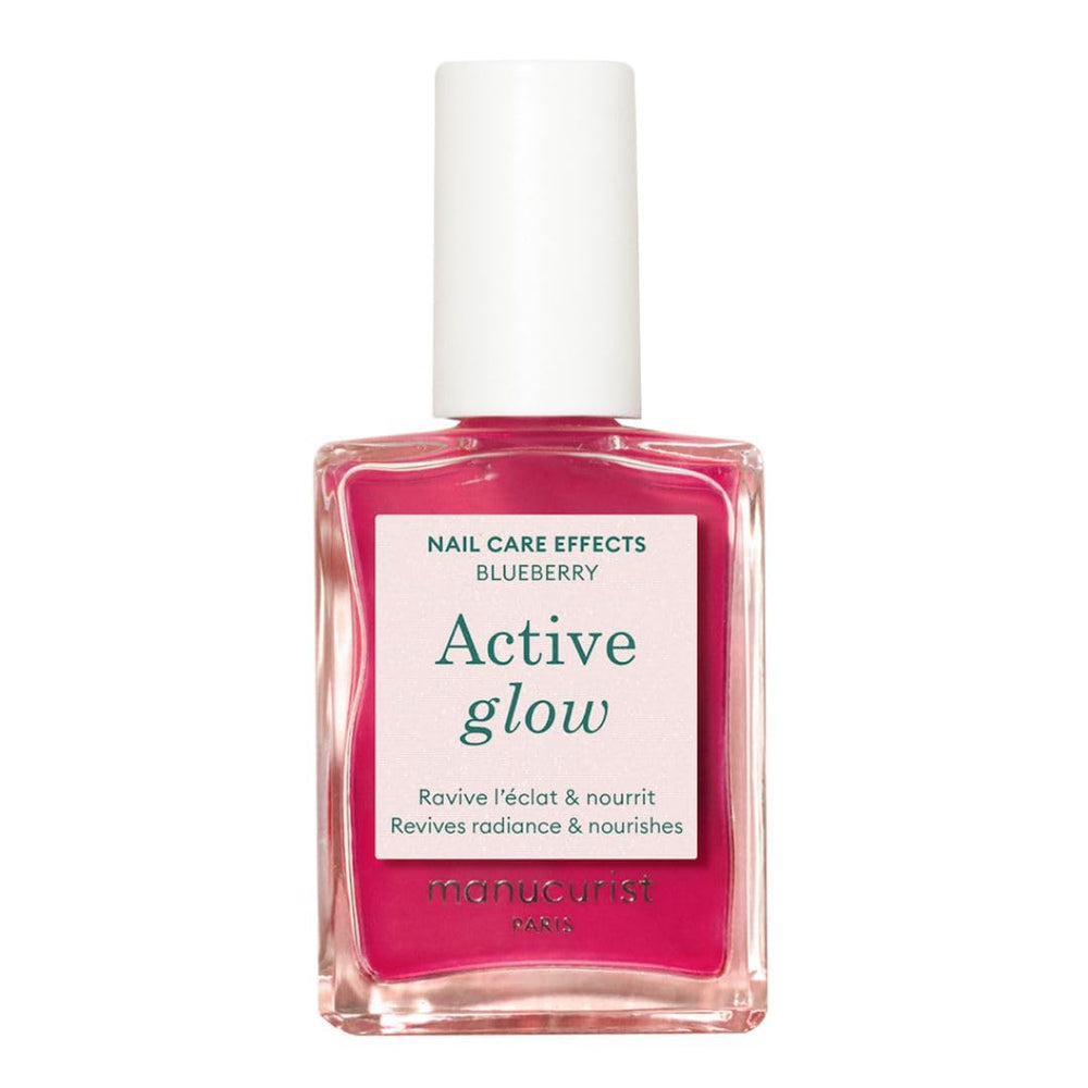 MANUCUIST Nail Care Repair Active Glow Raspberry (Pink) Bio-baseret: Sød mandel, hindbær, nærende og blank neglelak, Transparent Pink Effect - Nude neglelak