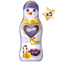 Milka Snowman Friends Alpine Milk - Mini snemænd lavet af fin alpin mælkechokolade - 5 x 15g