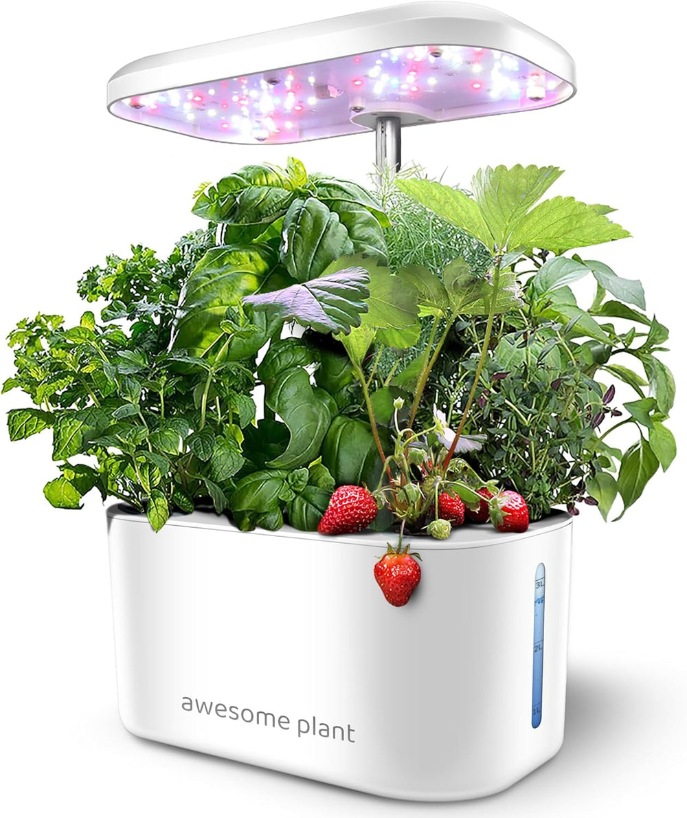 6Pro Hydroponic Grow System Kit (6 kapsler), Indendørs Havebrugssæt med 3 L vandtank, 3 dyrkningstilstande og lydløs pumpe, Home Urter og Salat Dyrkning Kit, Justerbar højde op til 33,0 cm, hvid