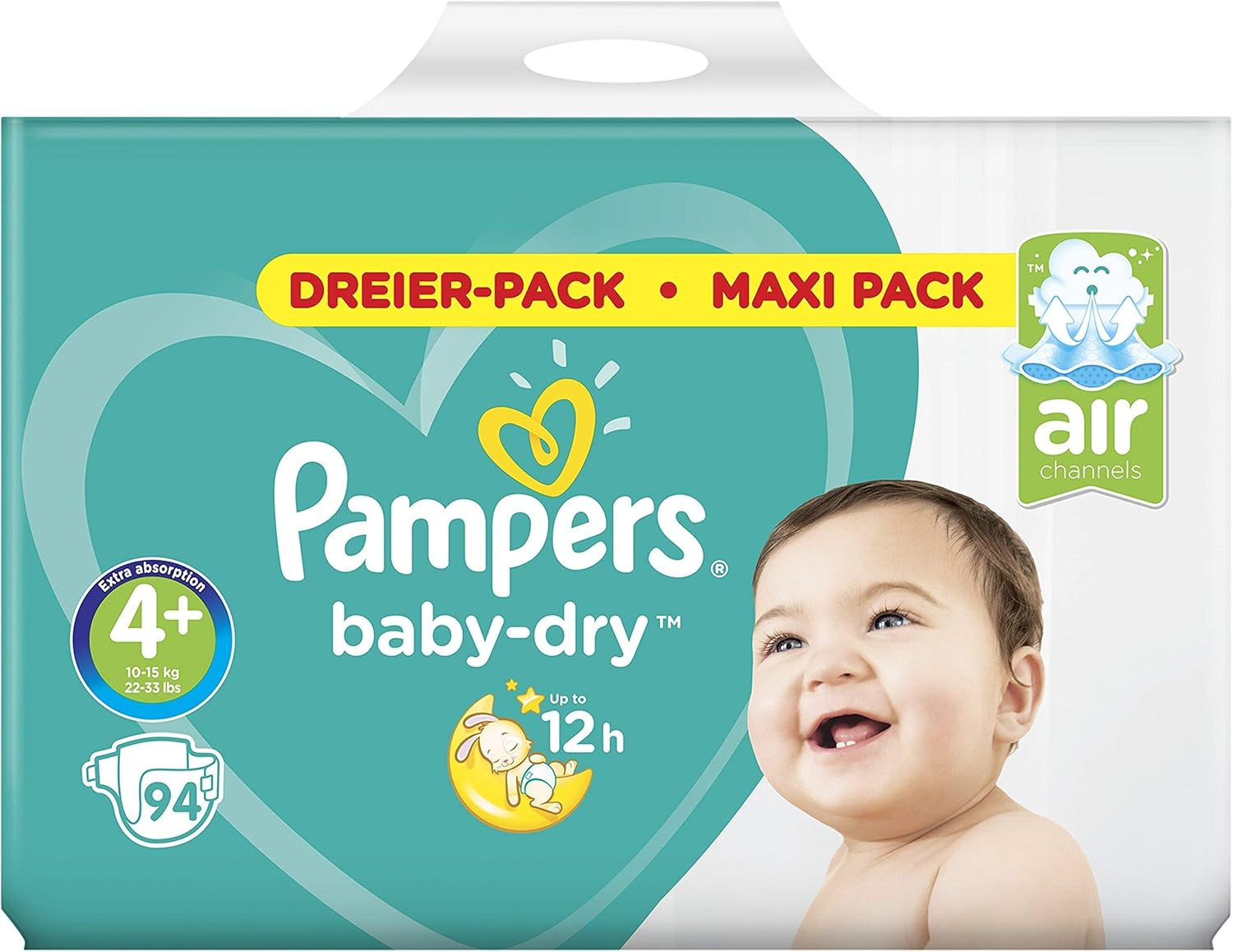 Pampers (gammel version), trusser, str. 4, 9 kg-15 kg, trepakning (1 x 88 bleer)