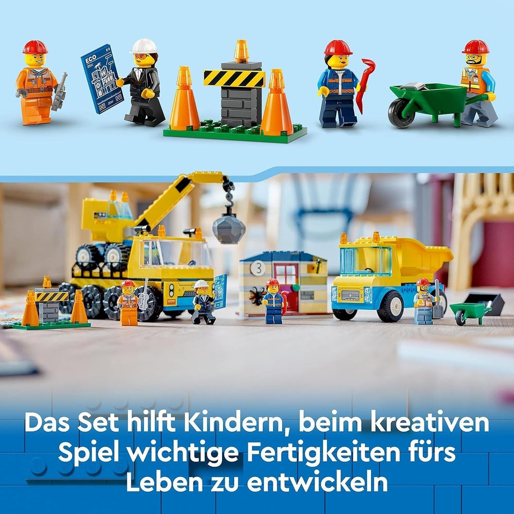 LEGO 60391 City Construction Vehicles og Wrecking Ball Kran, gravemaskine, dumper og transportkøretøjer Legetøj, pædagogisk legetøj til børn fra 4 år og op Byggesæt Besuche den LEGO-Store