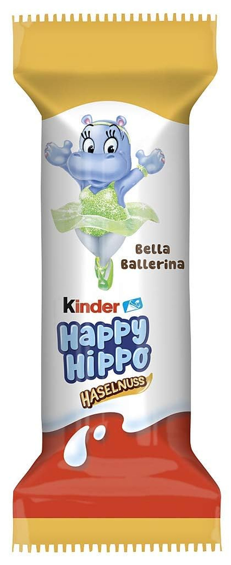 Kinder Happy Hippo Hasselnut - Specialitetssprøde vafler med mælk og hasselnøddecreme - Karneval og fastelavnsslik - 1 pakke indeholdende 5 individuelle stænger á 20,7 g hver