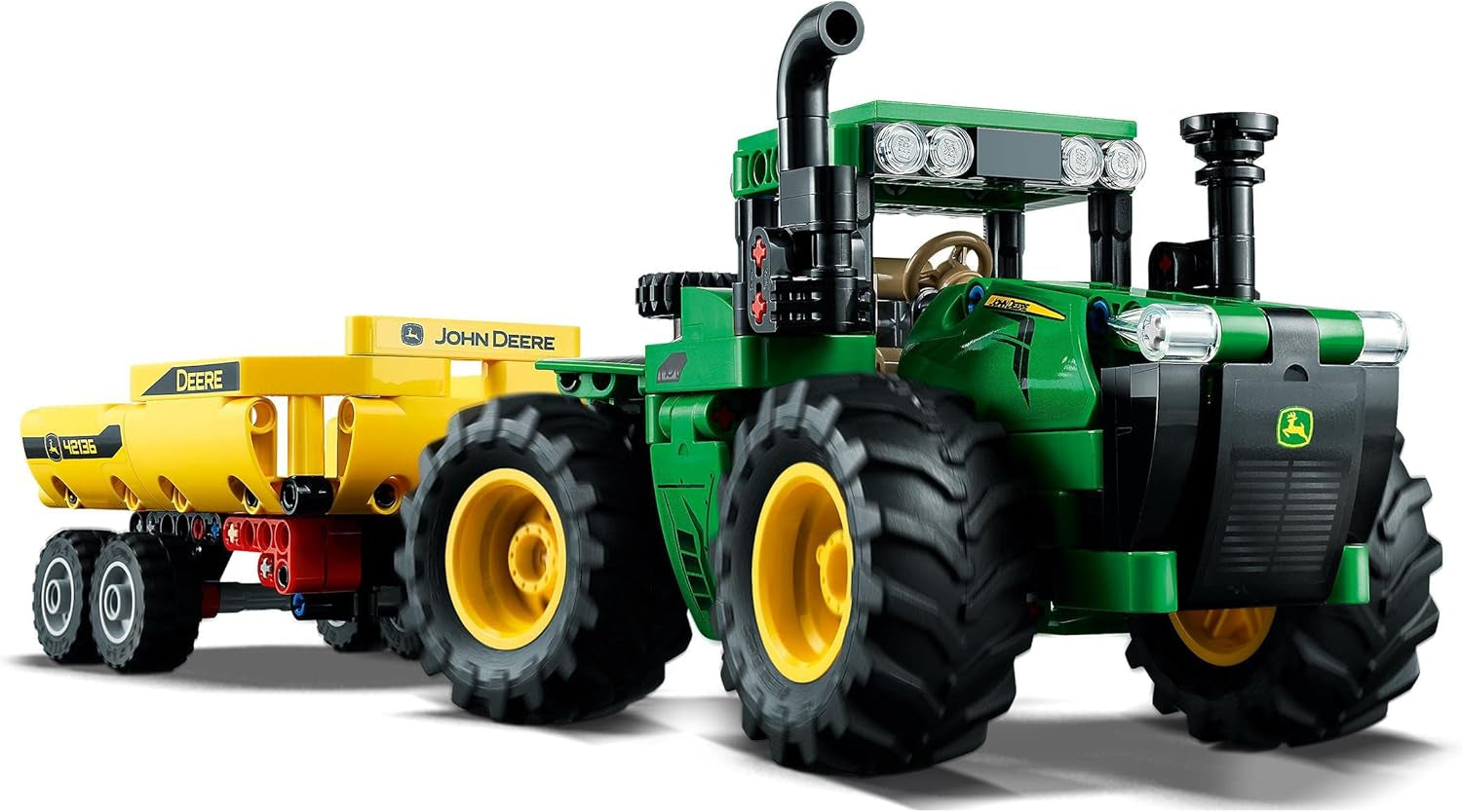 LEGO Technic John Deere 9620R 4WD traktor med tipvogn Klassisk landbrugslegetøj til børn Drenge og piger 8 år gammelt samlermodelsæt 42136 byggesæt Besuche den LEGO-Store