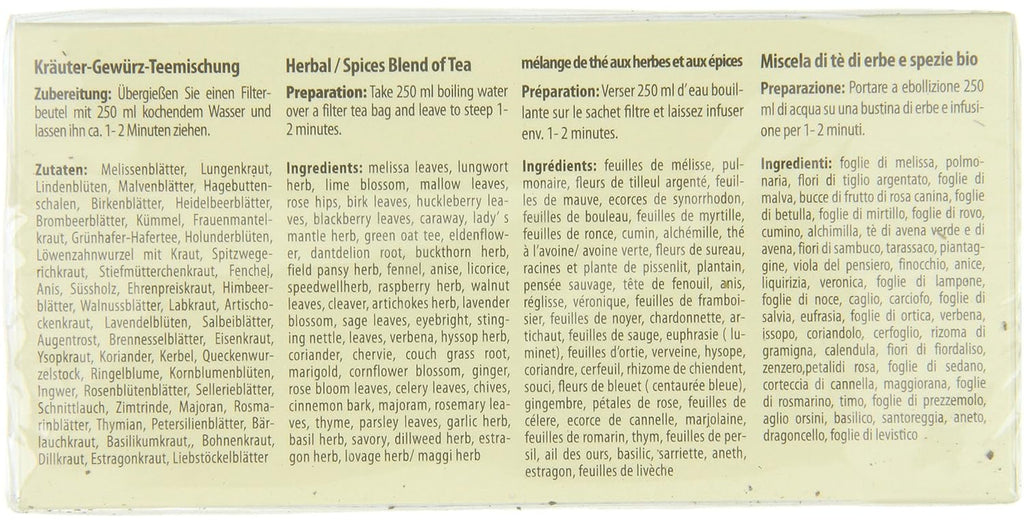 Ceai de bază Droste-Laux cu 49 de plante, 25 bucăți (ceai din plante, pliculețe filtru, ceai pentru post sau dietă) 120501