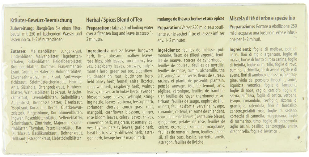 Ceai de bază Droste-Laux cu 49 de plante, 25 bucăți (ceai din plante, pliculețe filtru, ceai pentru post sau dietă) 120501