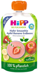 Hipp BIO Smoothie med æbler, ferskner, bananer med havredrik, 120 ml, pakke med 6 (6 x 120 ml) Mor og barn Naty Shop 6 x 120 ml Bananer, jordbær
