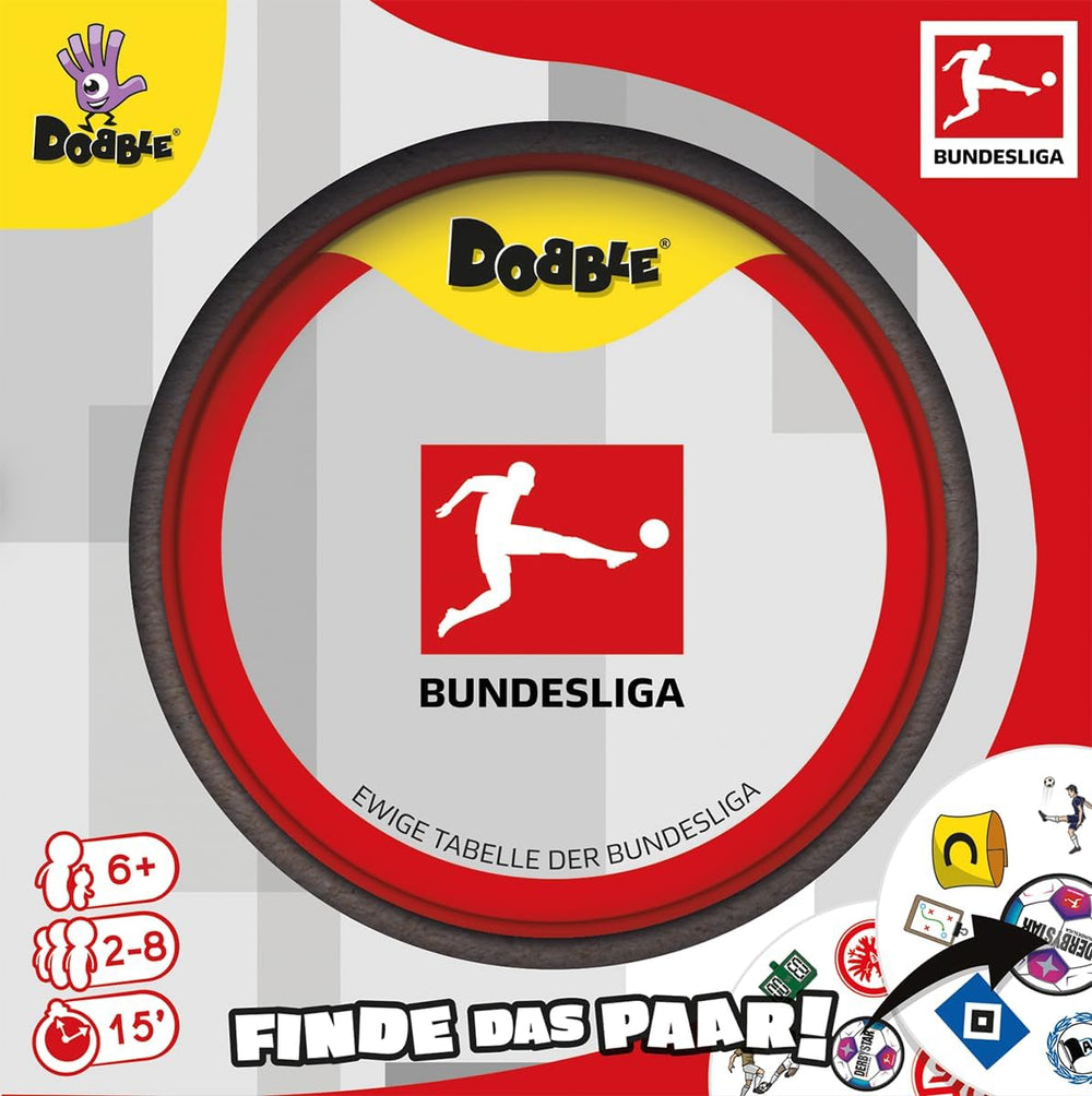 Dobble Bundesliga, familiespil, kortspil, 2-8 spillere, i alderen 6+, 15 minutter, tysk