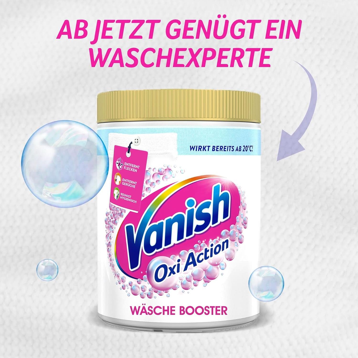 Vanish Oxi Action Powerwhite Powder - 1 X 1.125 Kg - pletfjerner og vaskepulver uden klor - til hvidt vasketøj Vaskemidler Naty Shop