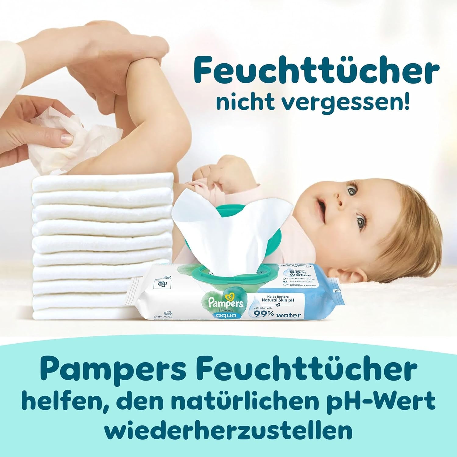 Pampers Premium Protection Pants Größe 6, 78 Windeln, 13kg-19kg, Mit 360° Fitform, 2x breiteren Bundchen as vorher for Komfort & Schutz + 10 Stück Pampers Aqua Baby-Weuchttücher enthalten