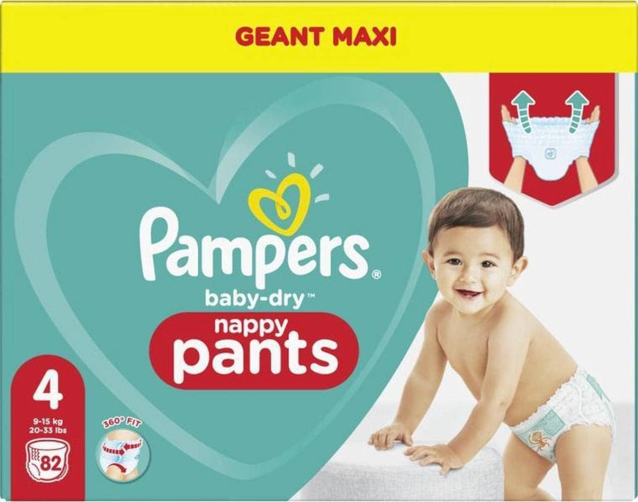 Pampers (gammel version), trusser, str. 4, 9 kg-15 kg, trepakning (1 x 88 bleer)