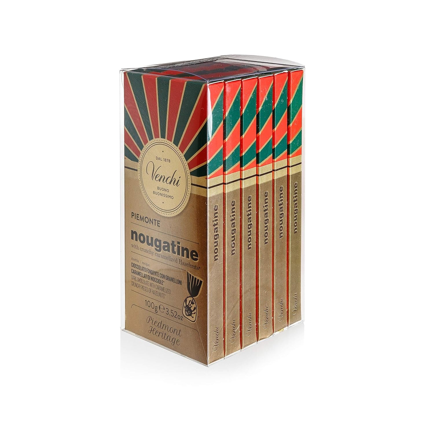 Venchi mælkechokolade med hele BGB Piemonte skovhasselnødder, 100 g - glutenfri