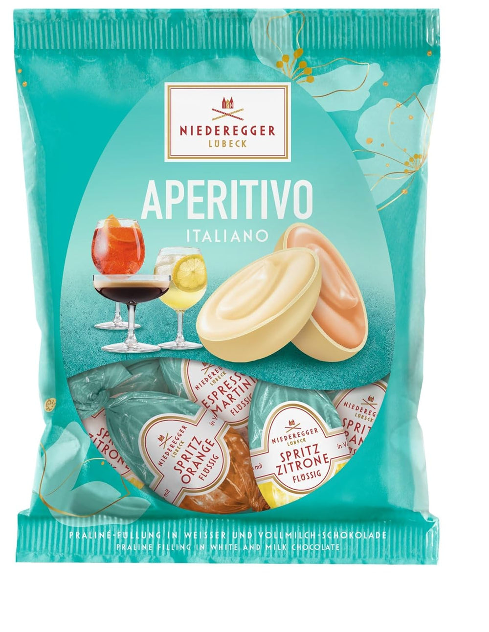 Niederegger | Pralineæg | Forretter Italiano | 1 x 87g | Fyldte æg i smagen Lemon Spritz, Orange Spritz og Espresso Martini | Dækket med mælk og hvid chokolade | påske gave