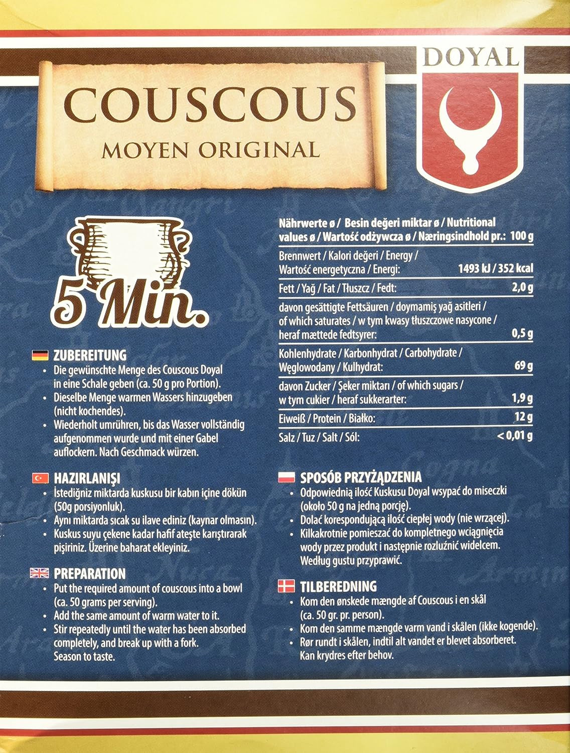 Couscous – Let og luftig couscous med en let nøddesmag – En typisk nordafrikansk specialitet – 1 x 500g