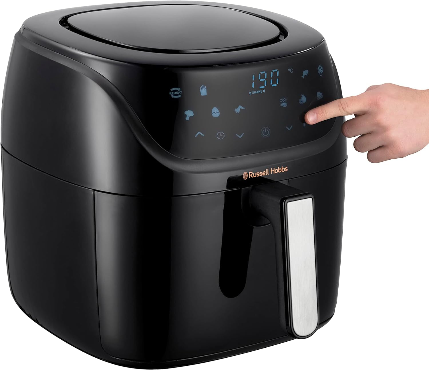 Russell Hobbs Heißluftfritteuse XXL 8L Rapid Airfryer [Kompaktes Gehäuse,7 Kochfunktionen,10 Program] Satisfry (Spülmaschinenfest, Max 220°C, Fritteuse Ohne Oel, Grillen, Backen, Braten) 27170-56 Naty Shop
