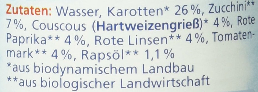 Økologisk linsegryde med couscous (fra 6 måneder), 190 g