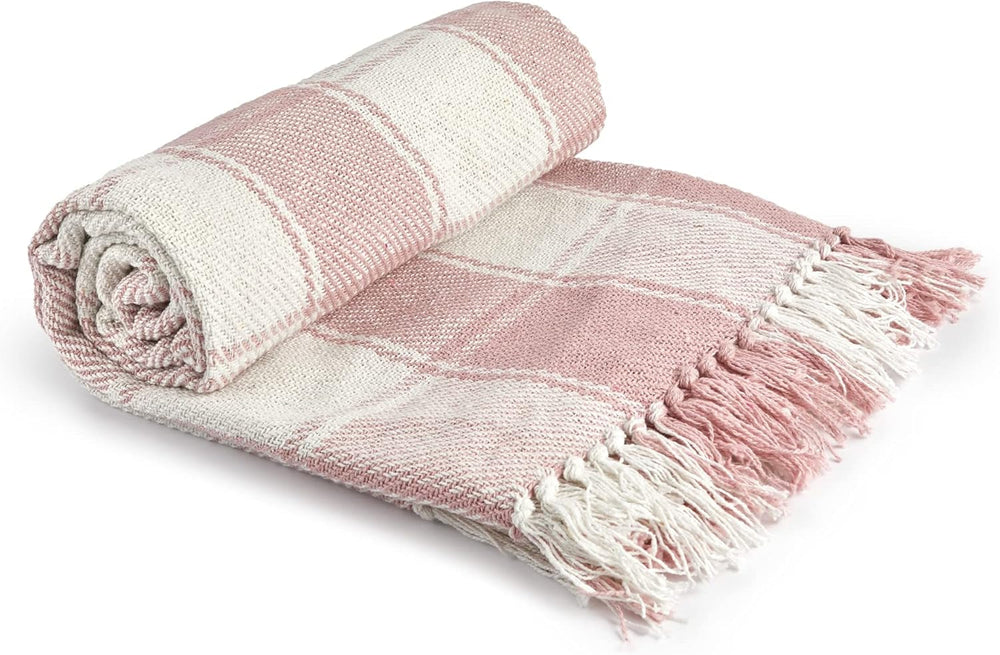 Frisco plaid, Genbrugsbomuld, Traditionel, Plaid, Til stol, sofa, sofa, plaid, tæppe, antracit, 127 X 152 Cm Emma Barclay Senge og dyner Blush pink 90X100" (228X254Cm)