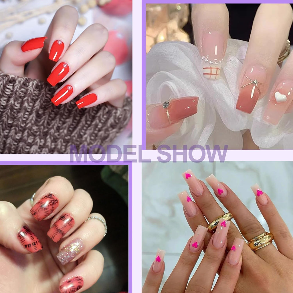 Unghii false cu acoperire completă, pachet de 504, 12 mărimi, unghii false cu lipici de unghii, unghii artificiale acrilice cu cutie de depozitare pentru saloane de unghii și artă unghii DIY acasă (pătrat)