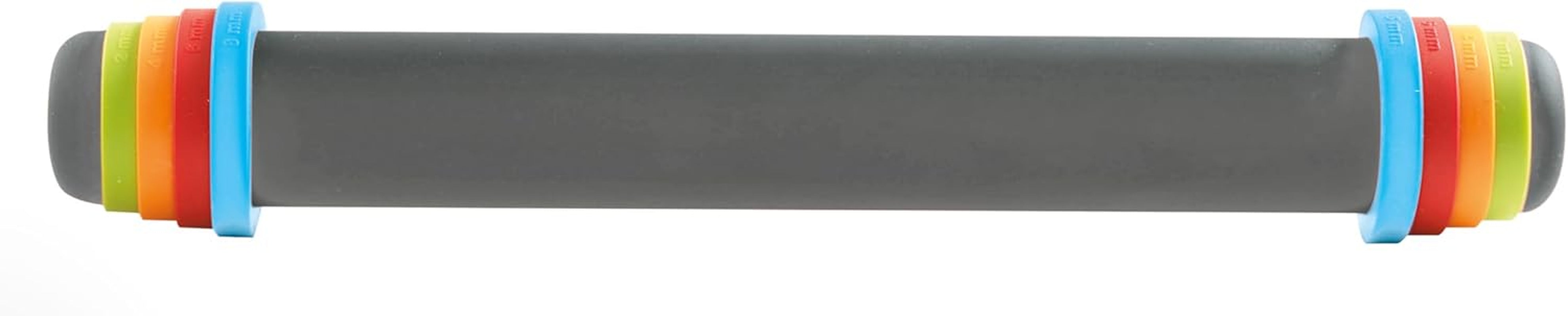 MASTRAD - Nudelholz – Grau – mit verstellbaren Ringen – 2 mm für frische Teige, 4 mm Kuchen, 6 mm sandgestrahlt, 8 mm Pizza – aus Silikon – antihaftbeschichte – BPA-frei – 41 cm