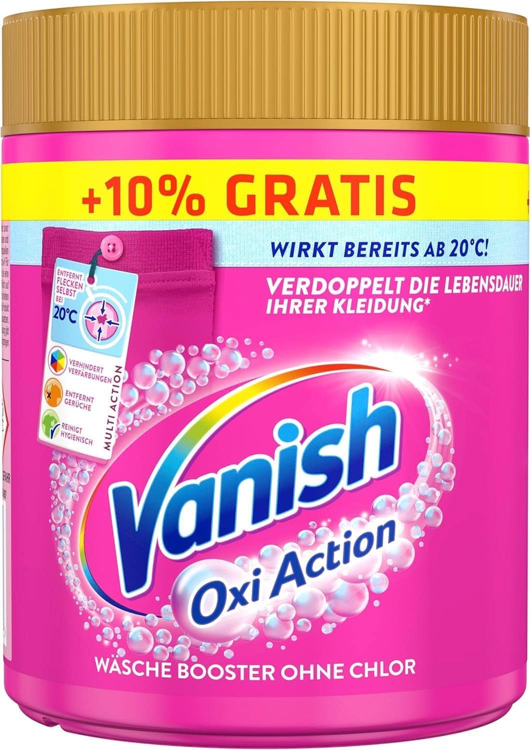 Vanish Oxi Action Powder Pink - 1 X 1,65 Kg - pulver til at fjerne pletter og forbedre vasketøj uden klor - til farvet vasketøj Naty Shop Vaskemidler 605 gram