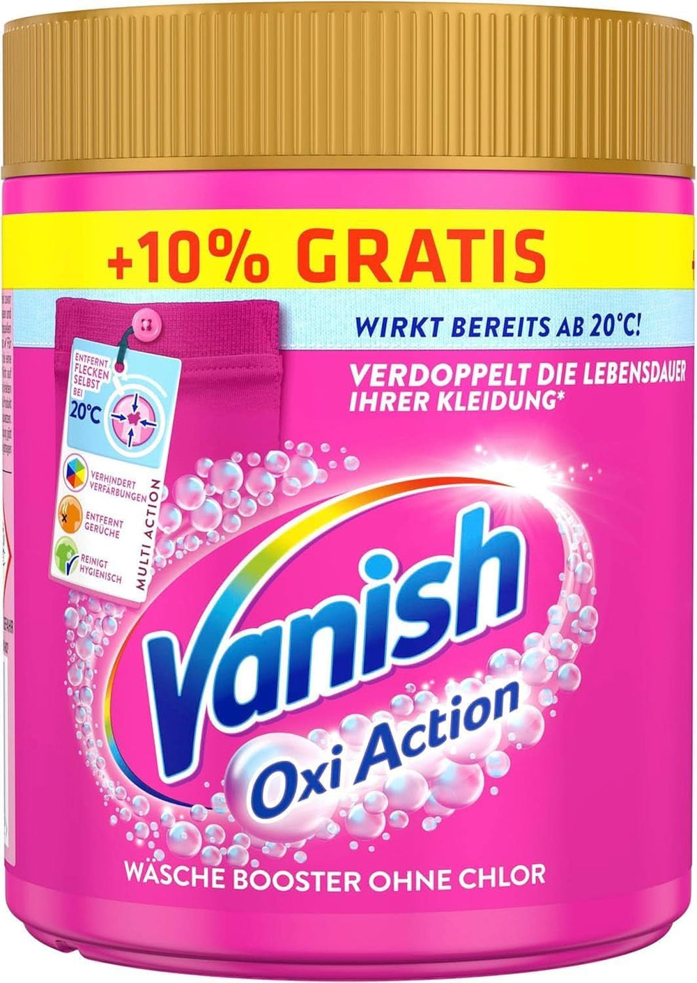 Vanish Oxi Action Powder Pink - 1 X 1,65 Kg - pulver til at fjerne pletter og forbedre vasketøj uden klor - til farvet vasketøj Naty Shop Vaskemidler 605 gram