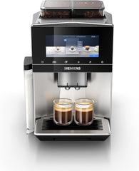 Espressor automat Siemens EQ900, ecran TFT color mare, 2 recipiente pentru boabe, 36 de băuturi calde și reci, cafea rece, super silențios, funcție pentru două cești, control prin aplicație, oțel inoxidabil, TQ907D03
