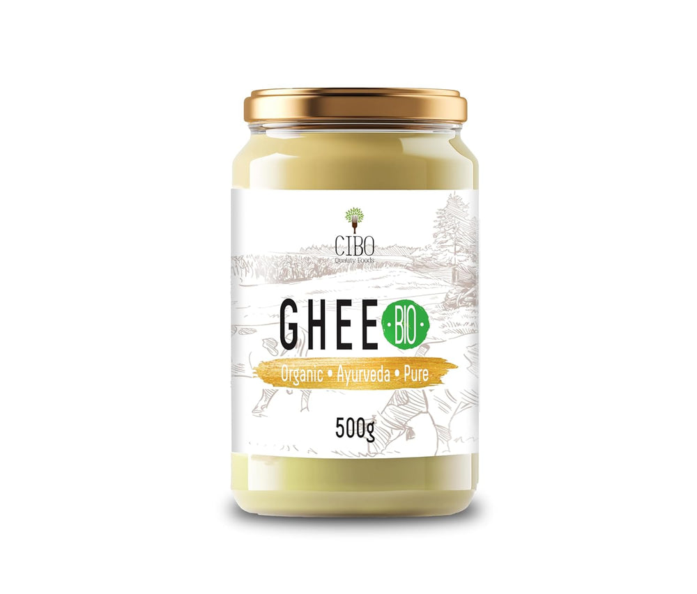 Cibo Bio Ghee 500g – Milch aus Parma & Reggio Emilia – Hergestellt i Italien – Weidekühe – Rauchpunkt 250°C – Aus Centrifugensahne