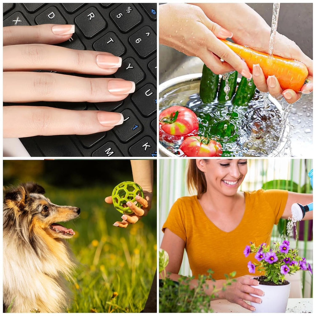 360 de bucăți unghii artificiale franceze unghii false dreptunghiulare medii cu pilă de unghii false sfaturi naturale DIY presare pe pentru doamne și femei