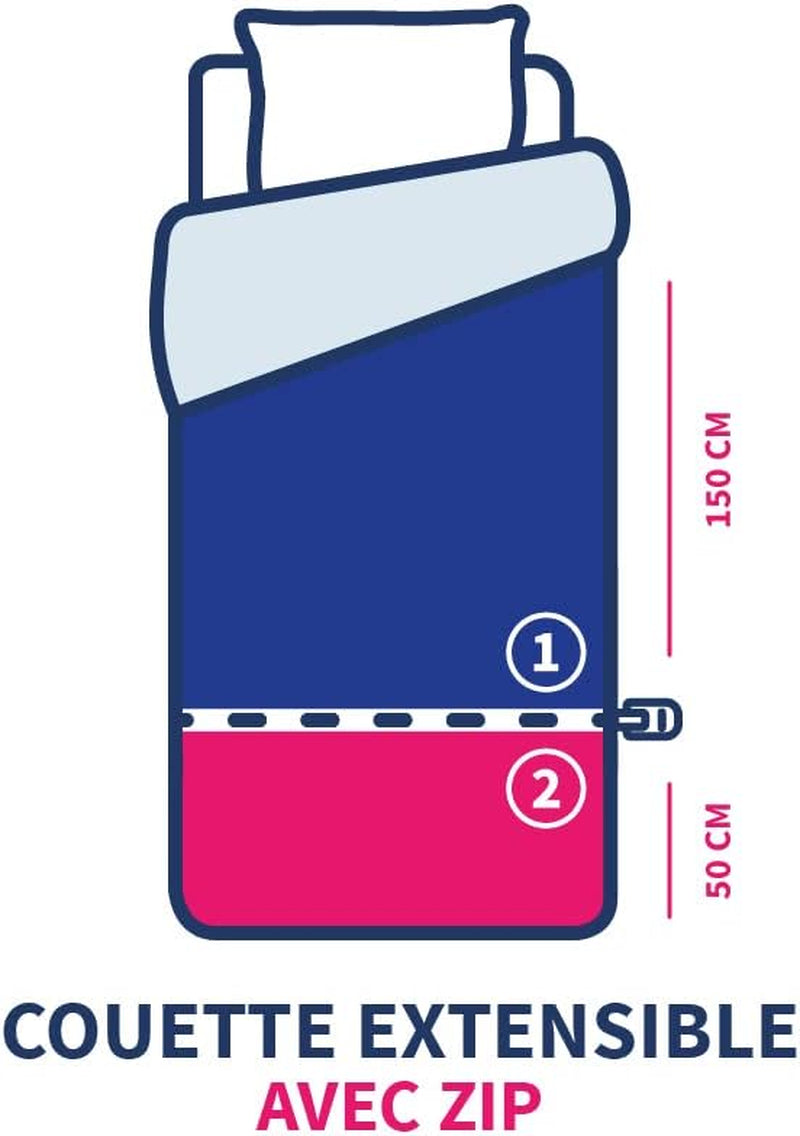 Bleu Câlin quilt til børn 140X(150+50) Cm Special til børnesenge, hærdet quilt kan udvides op til 140X200 Cm, kan vaskes ved 95°, hvid Dyner og dyner Naty Shop