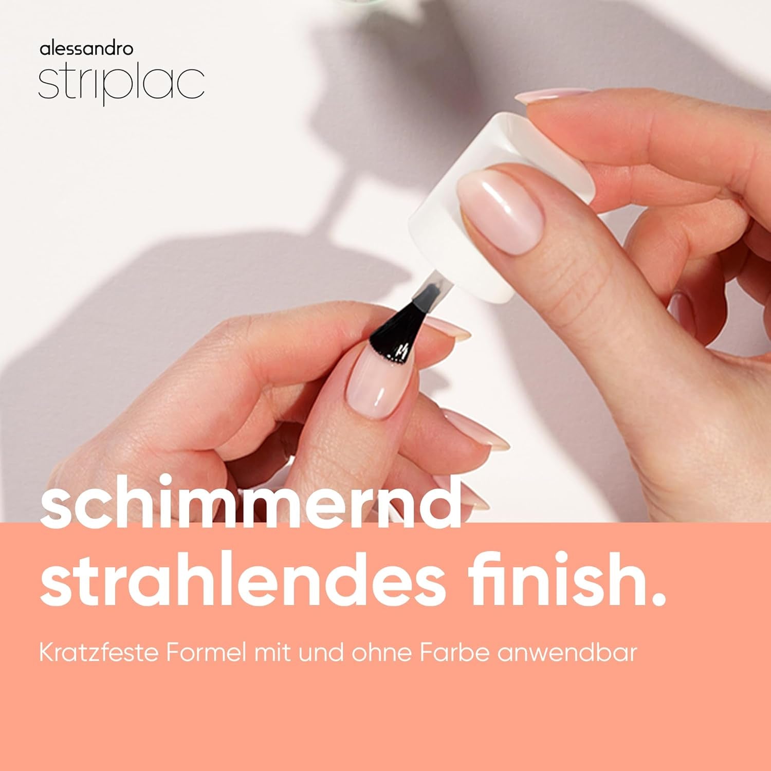 alessandro Striplac UV Top Coat Shimmer - Lyse, ridsefaste negle i op til 15 dage - Kan bruges med eller uden farvestof - Skånsom fjernelsesteknologi - Vegansk - Sølv, Gennemsigtig, 6,5 ml