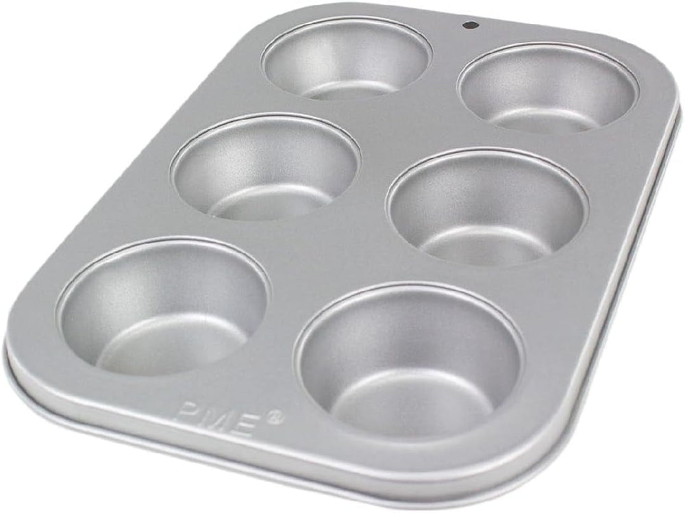 CSB108 6-hullers non-stick muffinpande i kulstål, rustfrit stål, sølv, 28,9 X 17,7 X 3,1 cm bradepander og -bakker Naty Shop