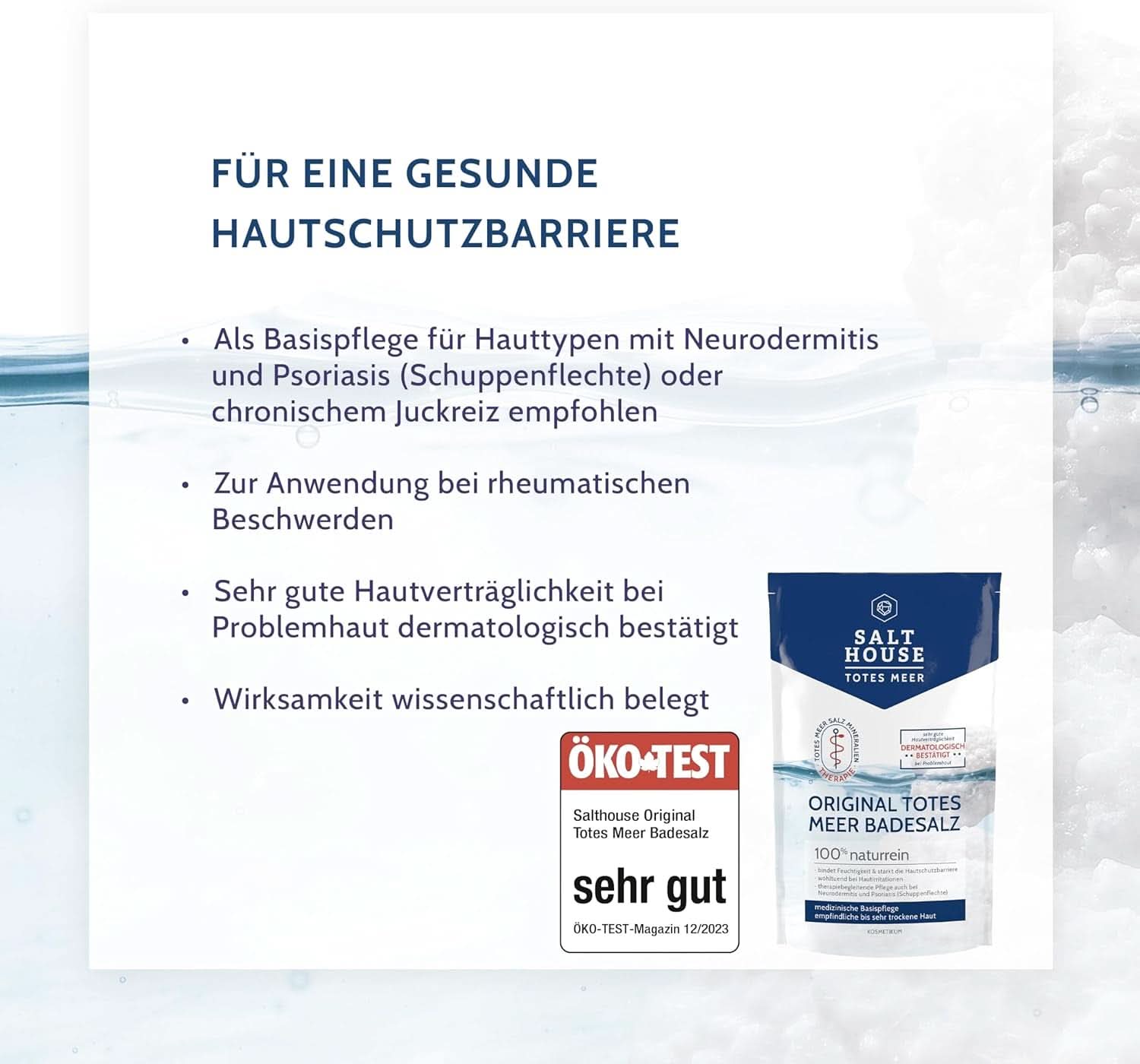 Salthouse originale Dødehavsbadesalte, badesalte, beroligende hudirritation, til følsom tør hud, 100 % naturlig, 500 gram Naty Shop Shower & Bath