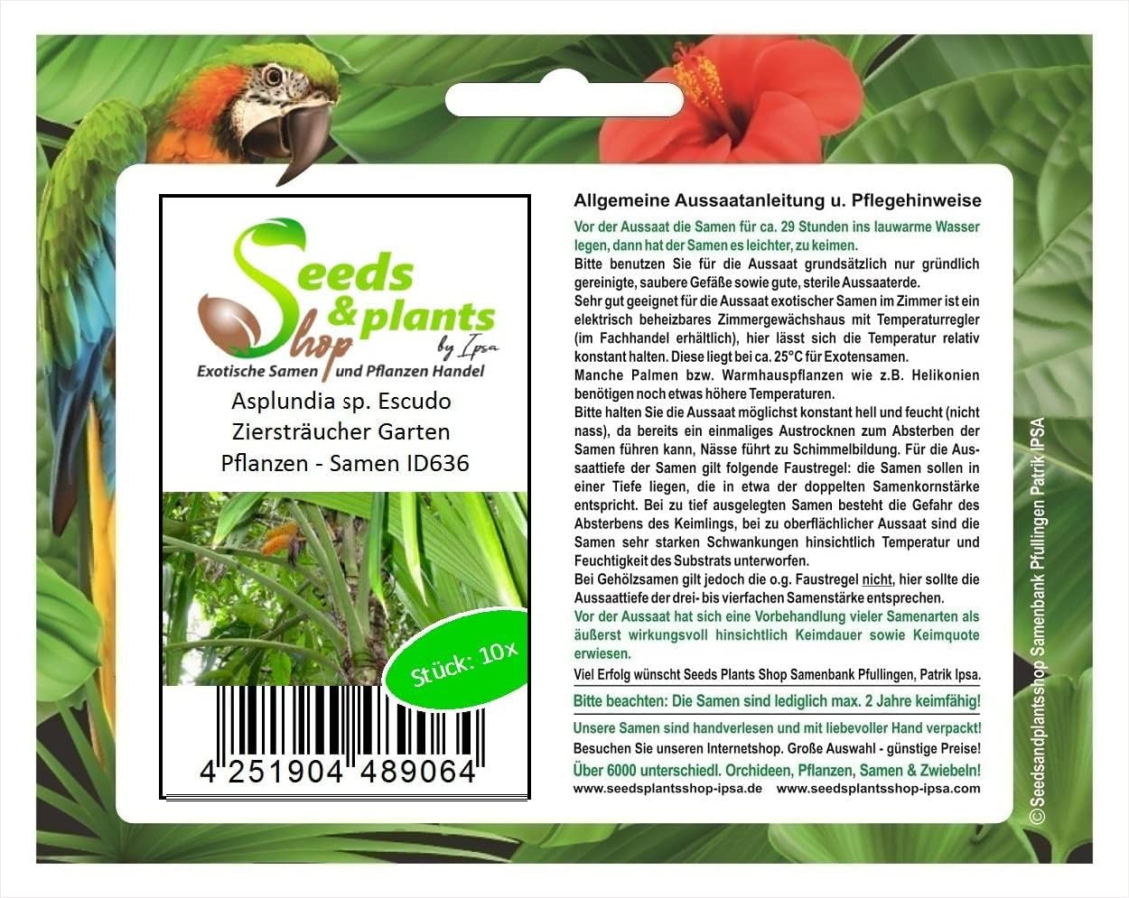 Stk - 10X Asplundia Sp. Escudo Ziersträucher Garten Pflanzen - Samen ID636 -