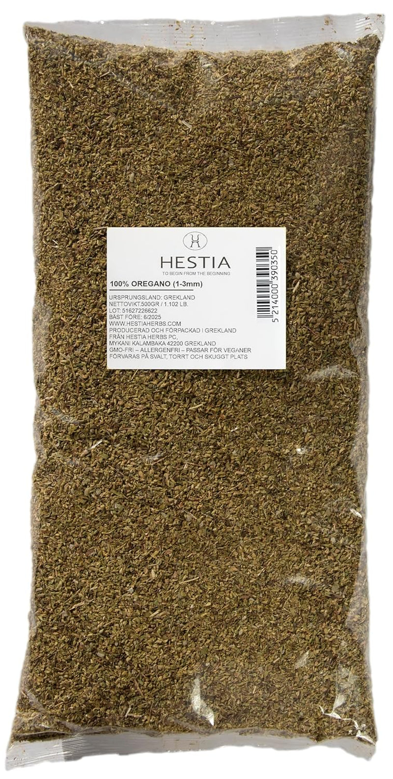 Hestia Urter Griechischer getrechtenter Oregano 500 g, Allergenfrei – Vegansk – GVO-frei