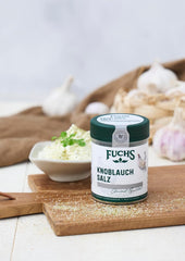 Fuchs Gewürze - Knoblauchsalz - Gewürzsalz für Dips, Saucen og Gemüse - naturlige ingredienser - 90 g i wiederverwendbarer, genbrugsbarer Dosis