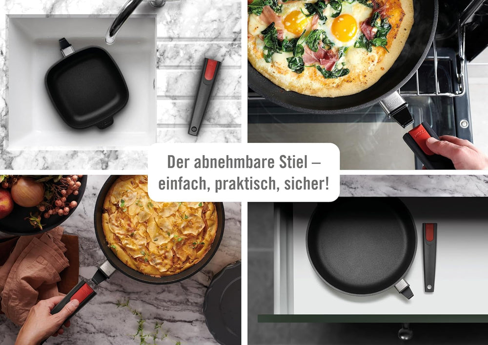 Woll Nowo Titanium flad pande - induktion, 5 cm højde, aftageligt håndtag - til alle typer kogeplader, støbt aluminium, non-stick belægning Gryder og pander Naty Shop