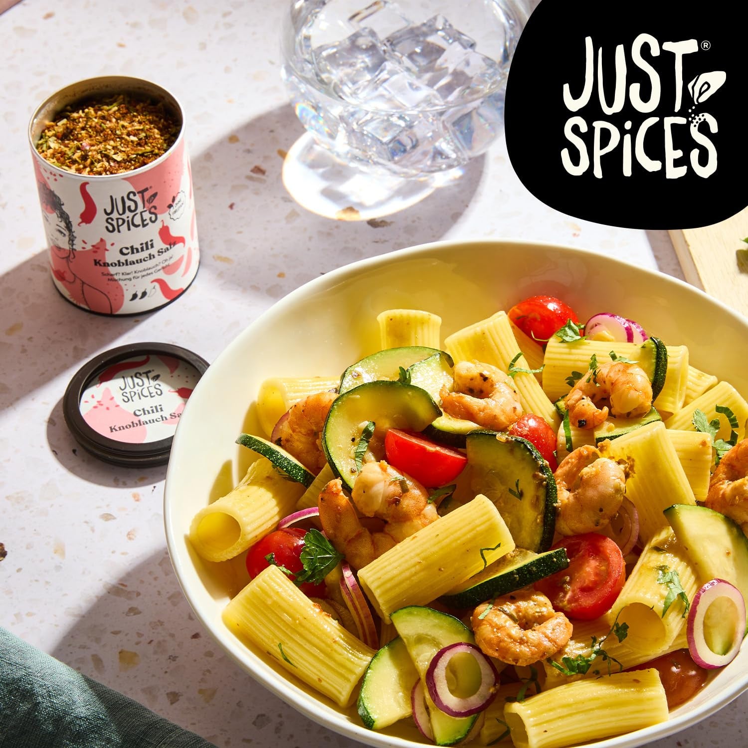 Just Spices Chili Hvidløg Salt I Gewürzmix, der zu allen Gerichten schmeckt I Gewürzdose, 55 g