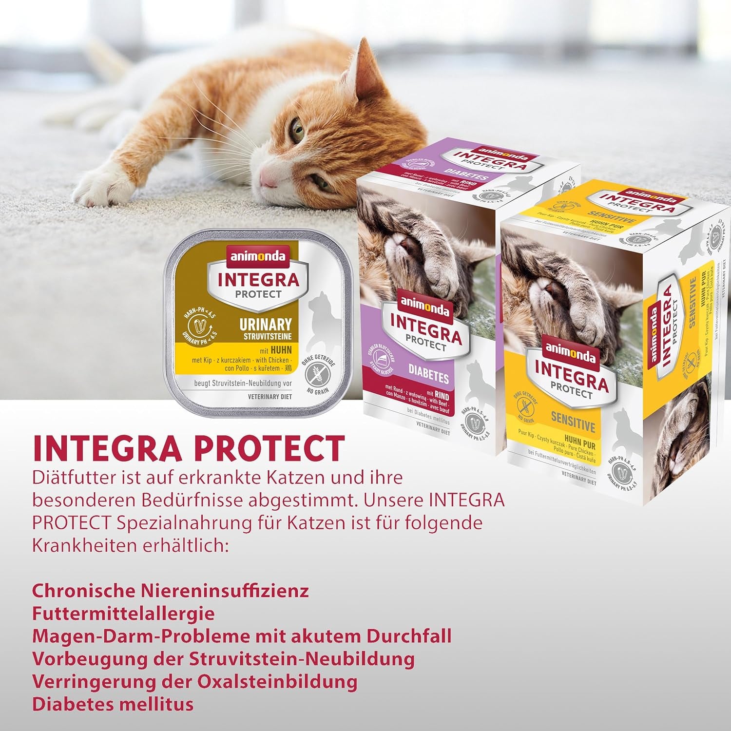 animonda INTEGRA PROTECT Diabetes cu Păsări de Curte (16 x 100 g), hrană umedă pentru pisici diabetice, hrană dietetică pentru pisici diabetice, hrană umedă fără zahăr