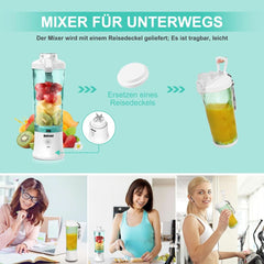 Mixer Smoothie Maker to Go, Mini Standmixer Tragbar Mit 6-Klingen Edelstahl, Enstafter Mit Reisedeckel, USB Portable Blender Elektrisch 600Ml flaske, Mixer Shaker Slushy Maker Wasserdichter Bucatarie Naty Shop