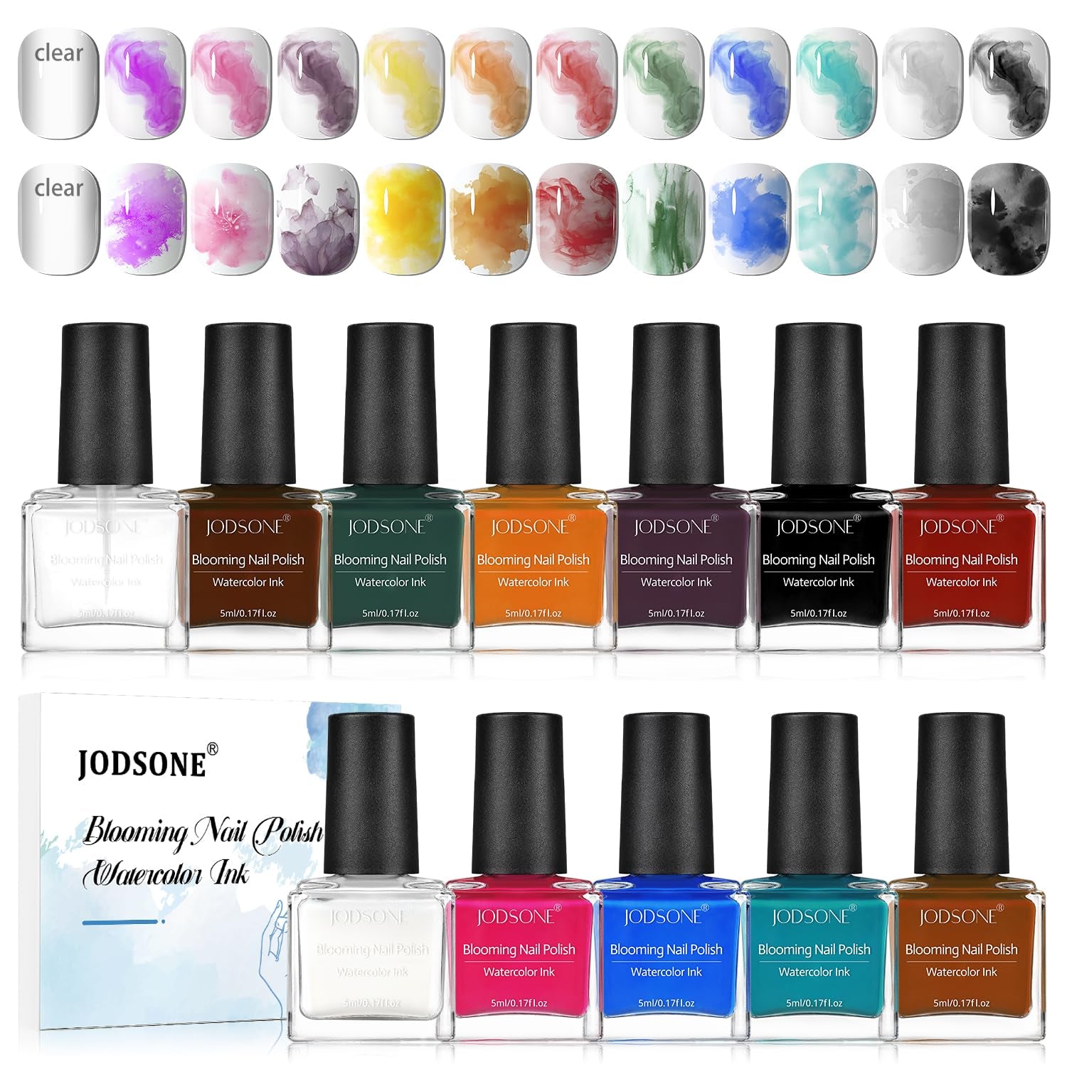 JODSONE 12 dele neglelak sæt 10 farver kombination 2 base coat og top coat hurtigtørrende neglelak til amatører og begyndere