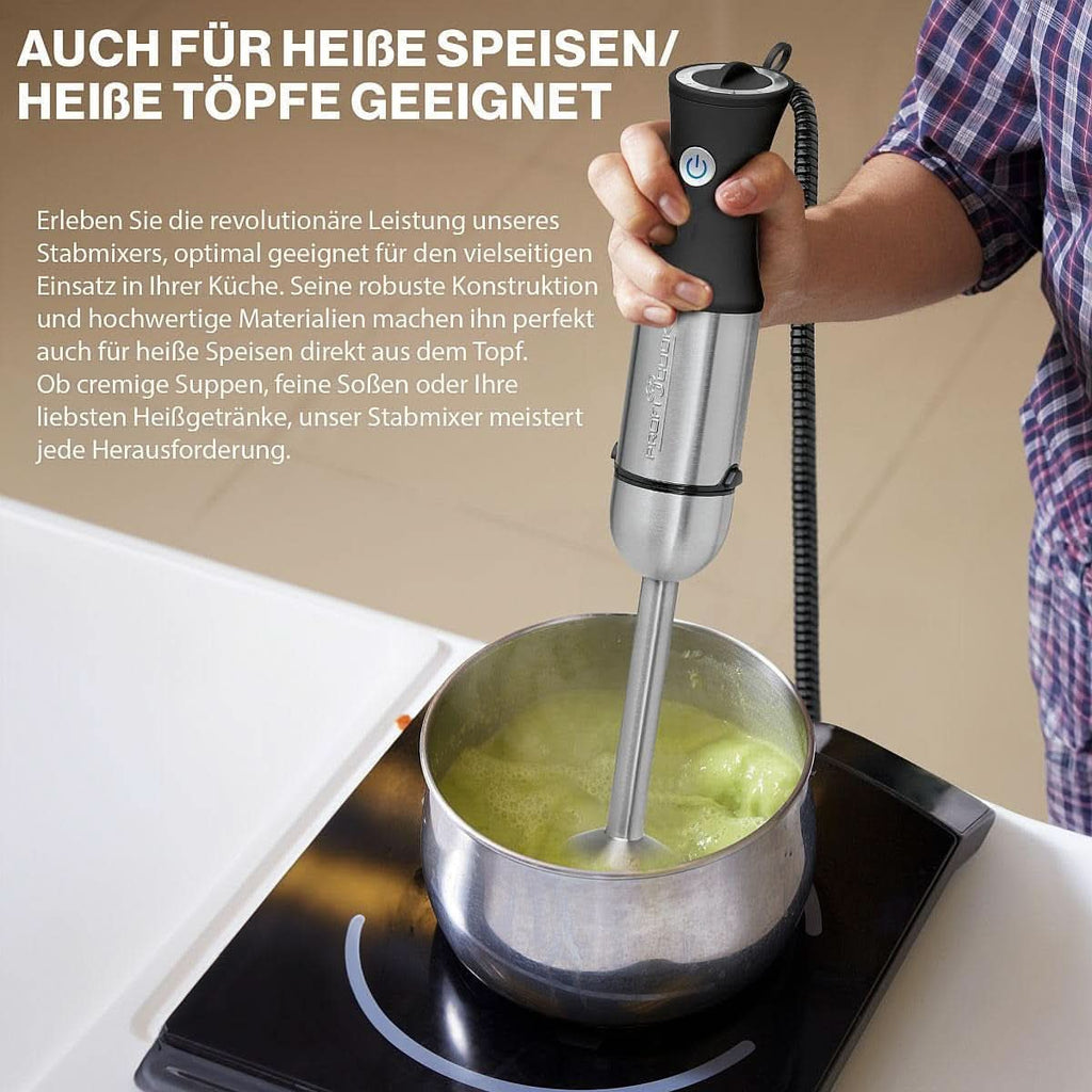 Proficook® 2In1 Stabmixer & Schneebesen | Stabmixer 1000 Watt Für Mixen, Zerkleinern & Pürieren | Smoothie Maker M. Langem Mixstab | Pürierstab M. Edelstahlgehäuse & Soft Touch-Griff | PC-SMS 1220 Mama si Copilul Naty Shop