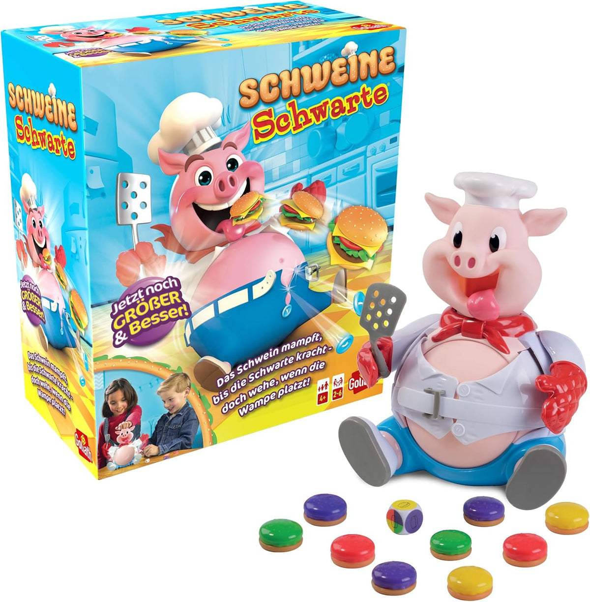 Pielea Porcului Goliat - Joc de societate distractiv pentru copii, de la 4 ani în sus, Hrănește purceii și evită să le explodeze burțile, joc de petrecere pentru 2-6 jucători, distracție cu prietenii și familia