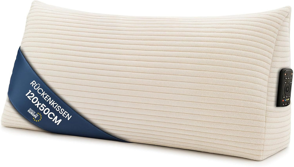 Pernă pană, pernă spătar, pernă din catifea reiată, lățime 70 cm - pernă de citit pentru pat, canapea și canapea, pernă canapea mare, pernă de perete, pernă canapea, pernă de citit, pernă suport pentru spătar, gri deschis